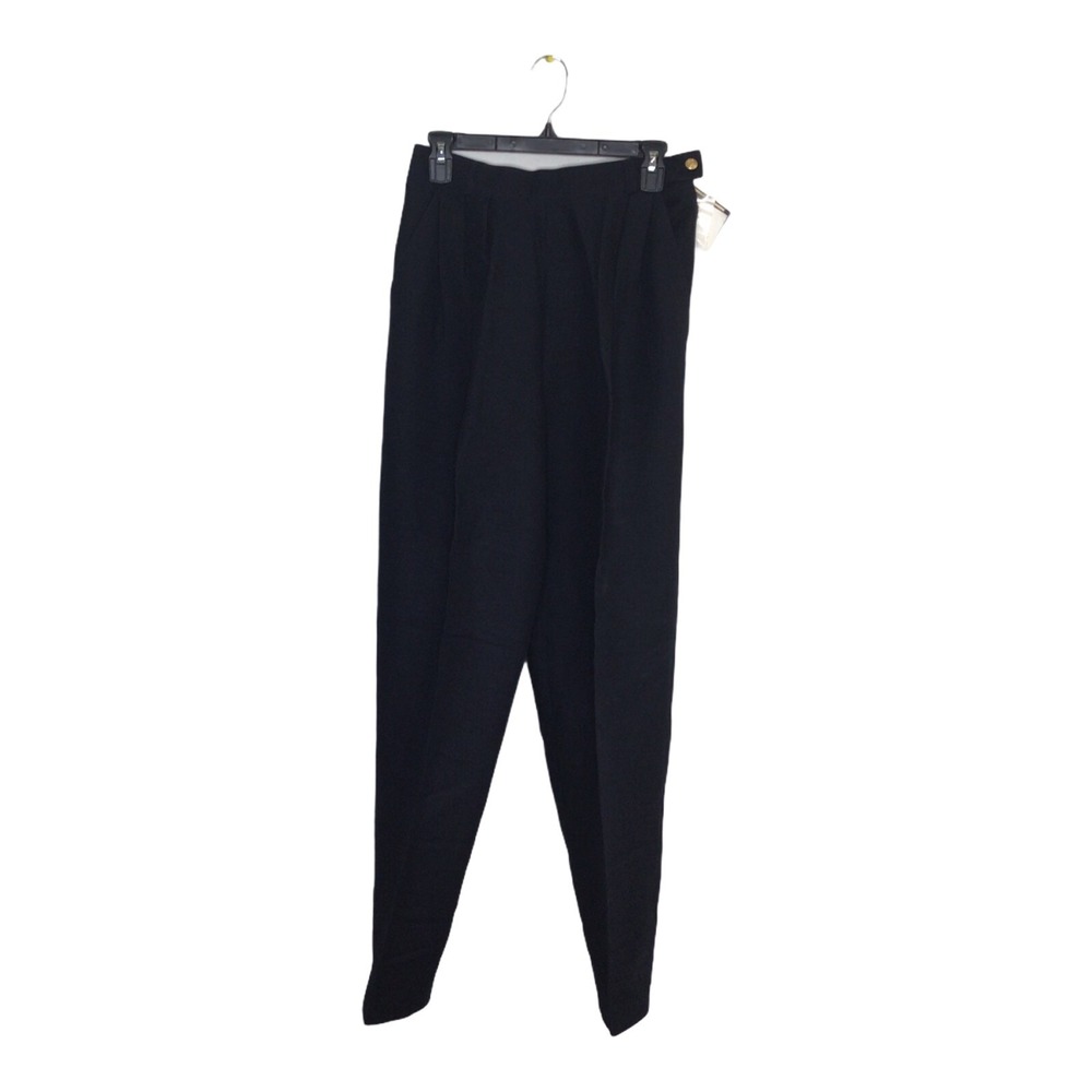 SK & Company Black Linen Blend Tapered High Rise Pleated Trousers NWT Size 10